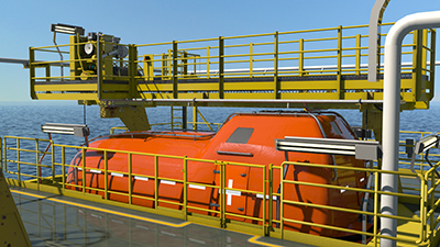 2D model of new lifeboat in Davit